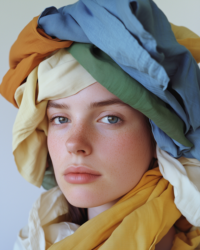 Serene Portrait with Colorful Headwrap