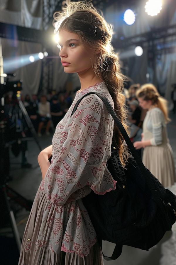 Serene Profile of Young Woman Backstage