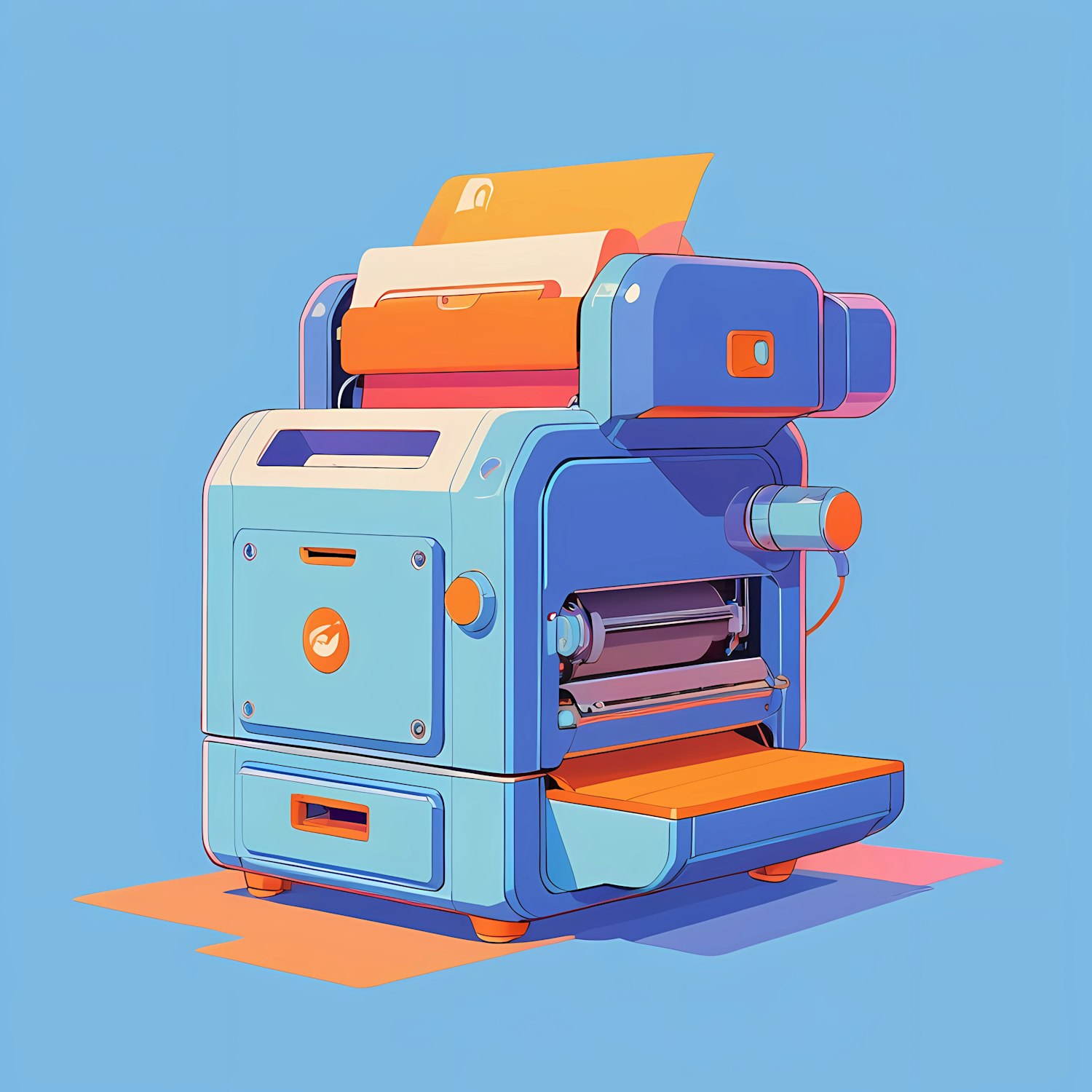 Retro-Inspired Printer Illustration