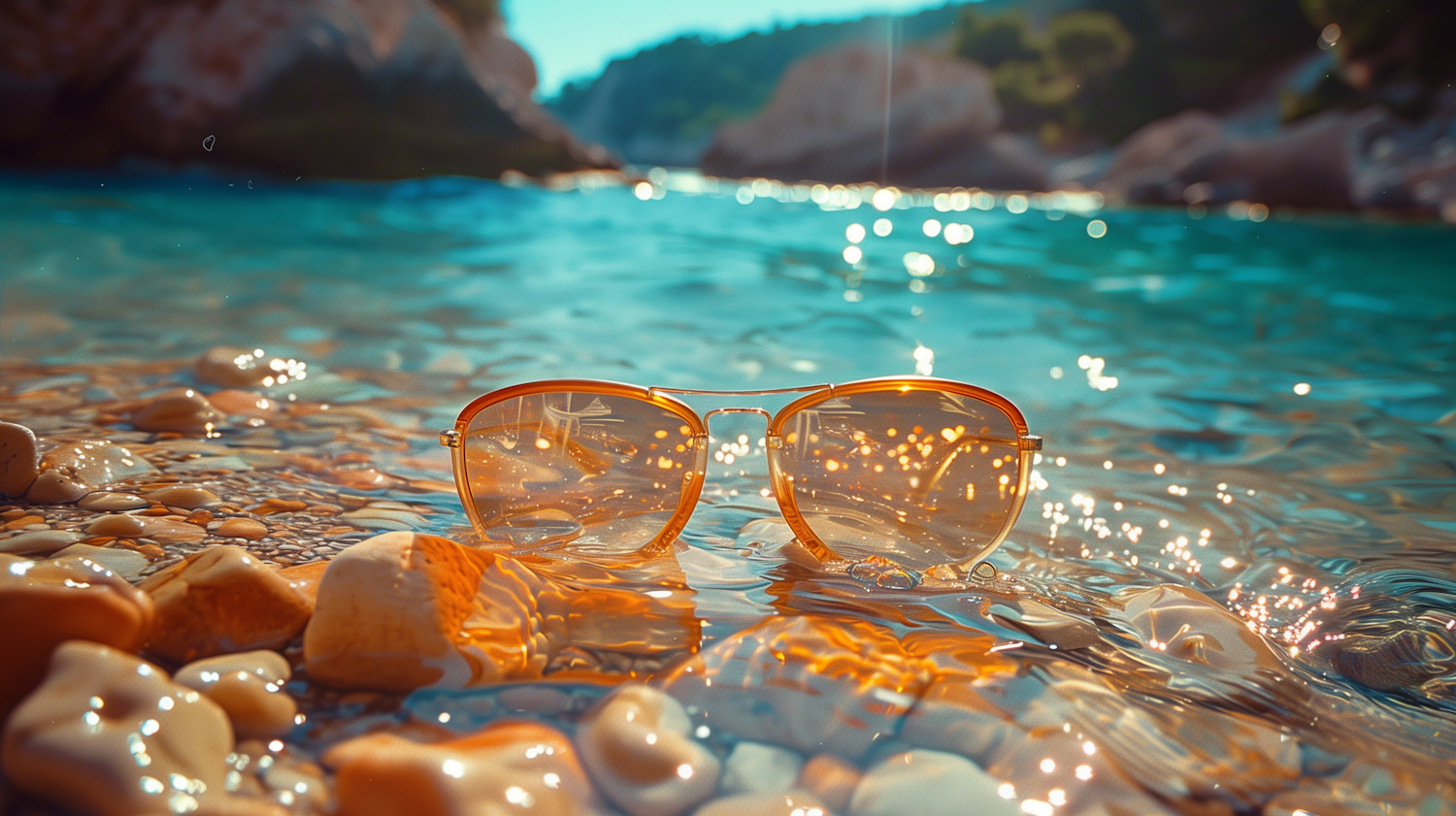 Serene Summer Vibe with Sunglasses on the Beach