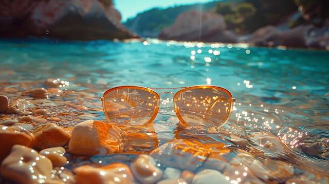 Serene Summer Vibe with Sunglasses on the Beach