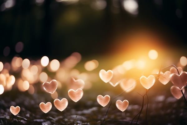 Golden Hearts Bokeh Dream