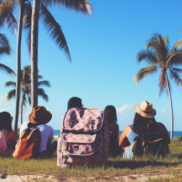 Leisurely Break with Friends by Palm Trees