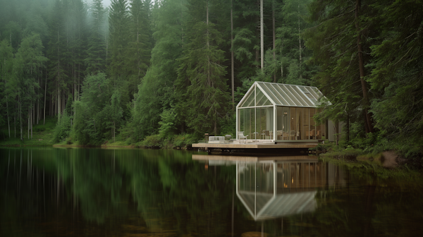 Tranquil Lakeside Glass Retreat