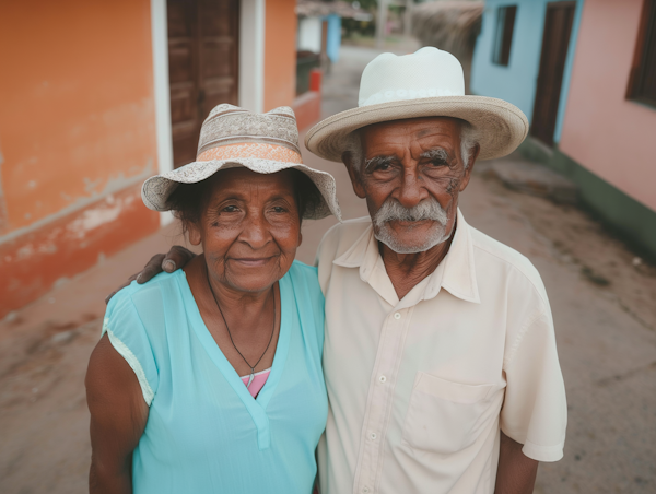 Elderly Couple Close Together on a Street