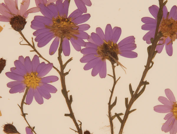 Pressed Purple Aster Flowers