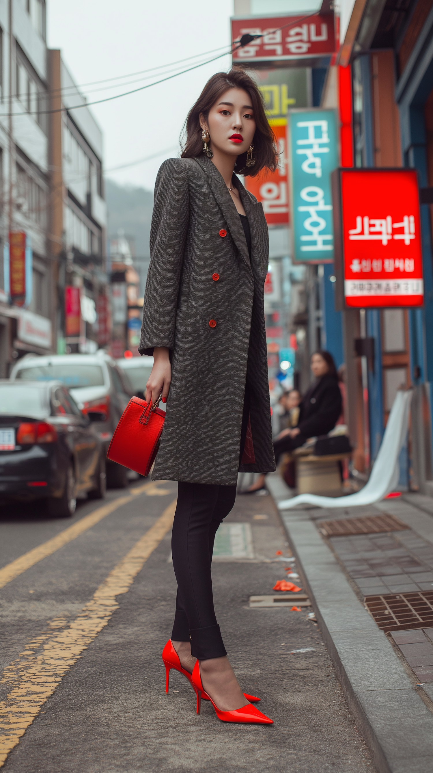 Fashionable Young Woman in Urban Korea