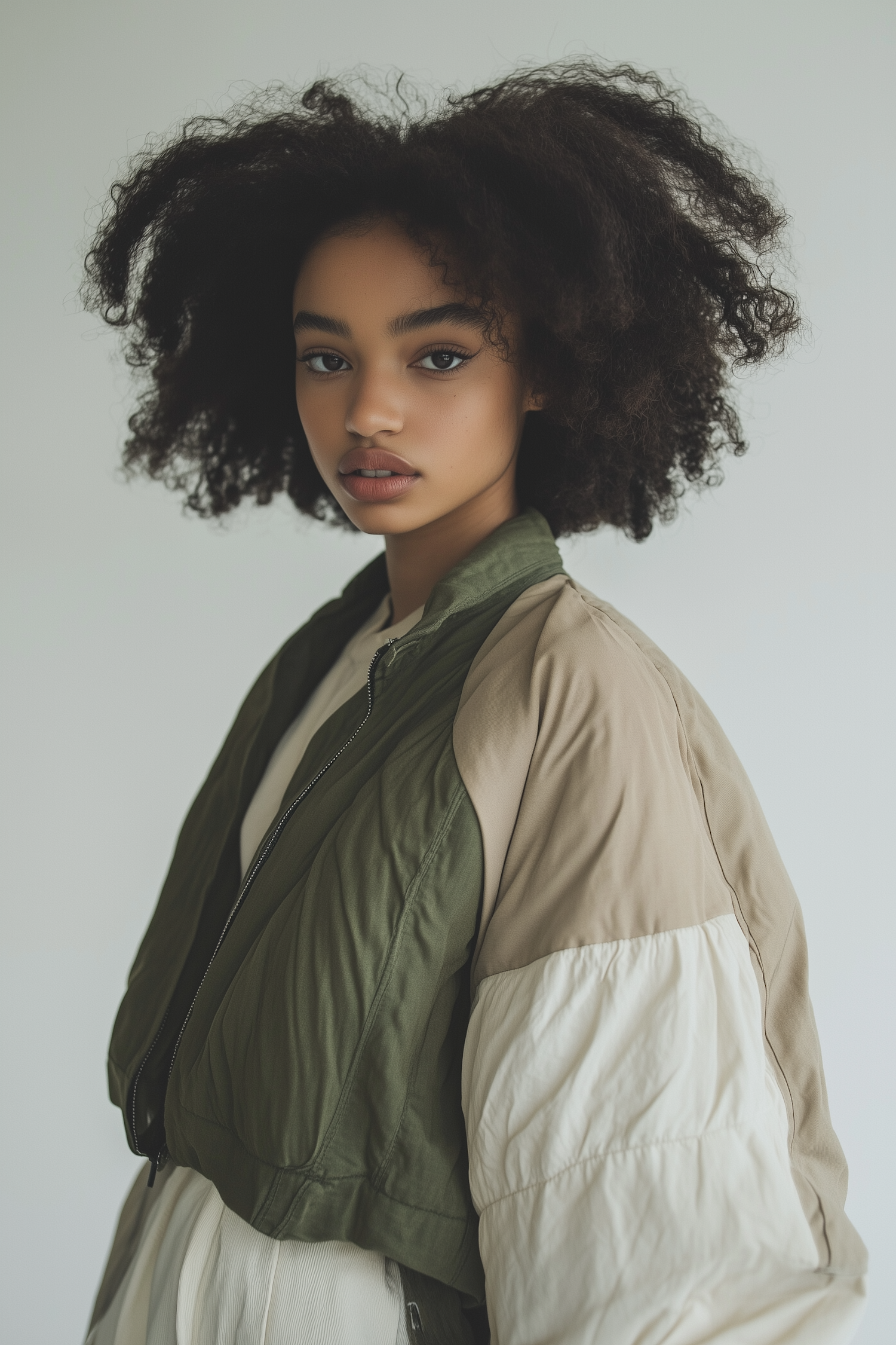 Portrait of a Young Woman with Curly Hair