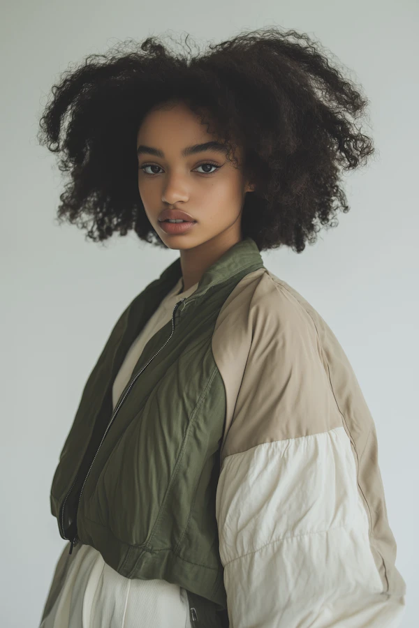 Portrait of a Young Woman with Curly Hair