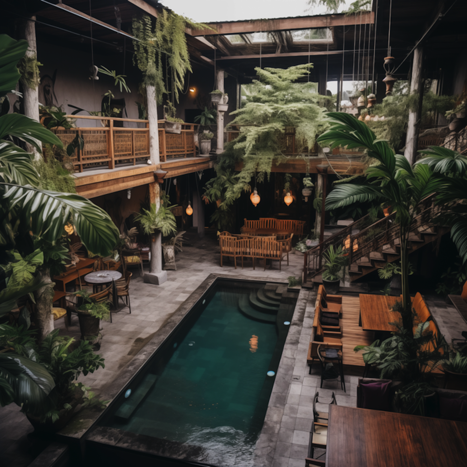 Tropical Indoor Poolside Haven