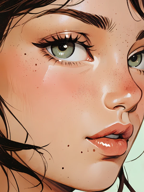 Close-up Illustration of a Human Face