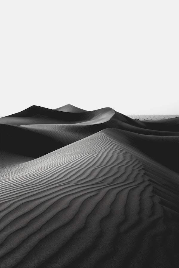 Serene Desert Landscape in Grayscale