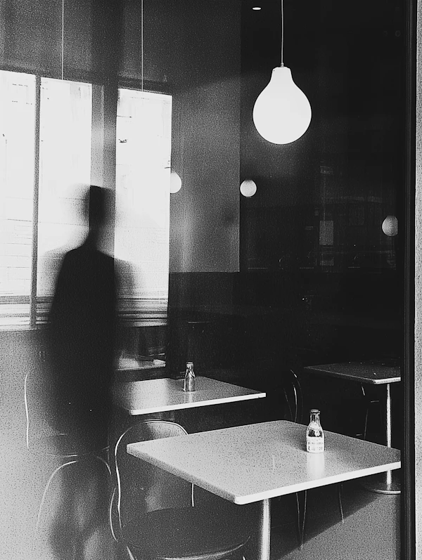 Cafe Scene in Black and White