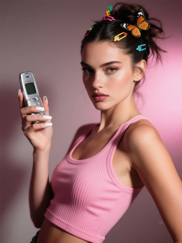 Woman with Flip Phone