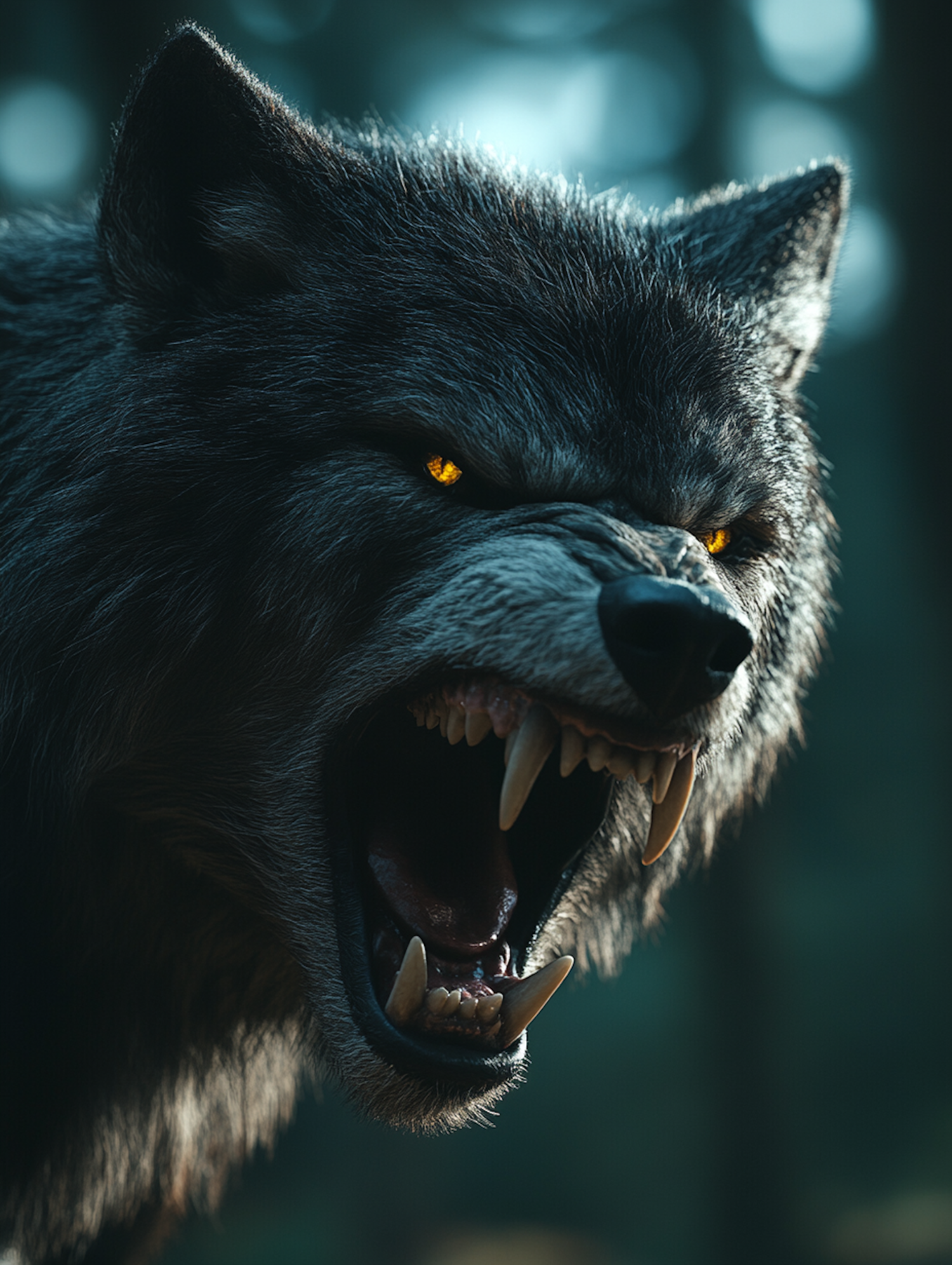 Snarling Wolf Close-Up