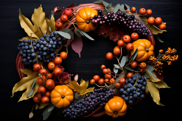 Autumn Splendor Pumpkin and Berry Wreath