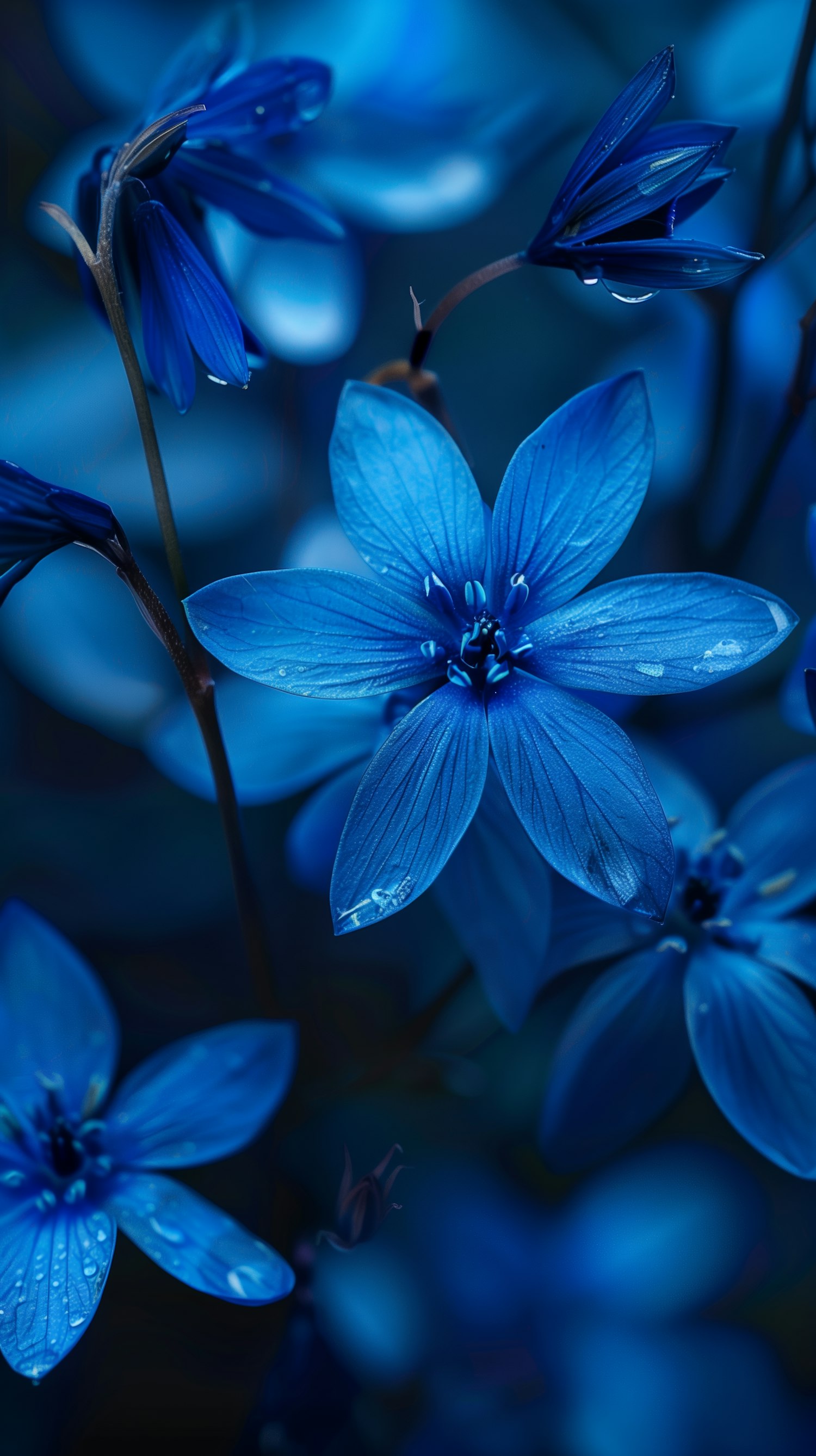 Vibrant Blue Flowers Close-Up