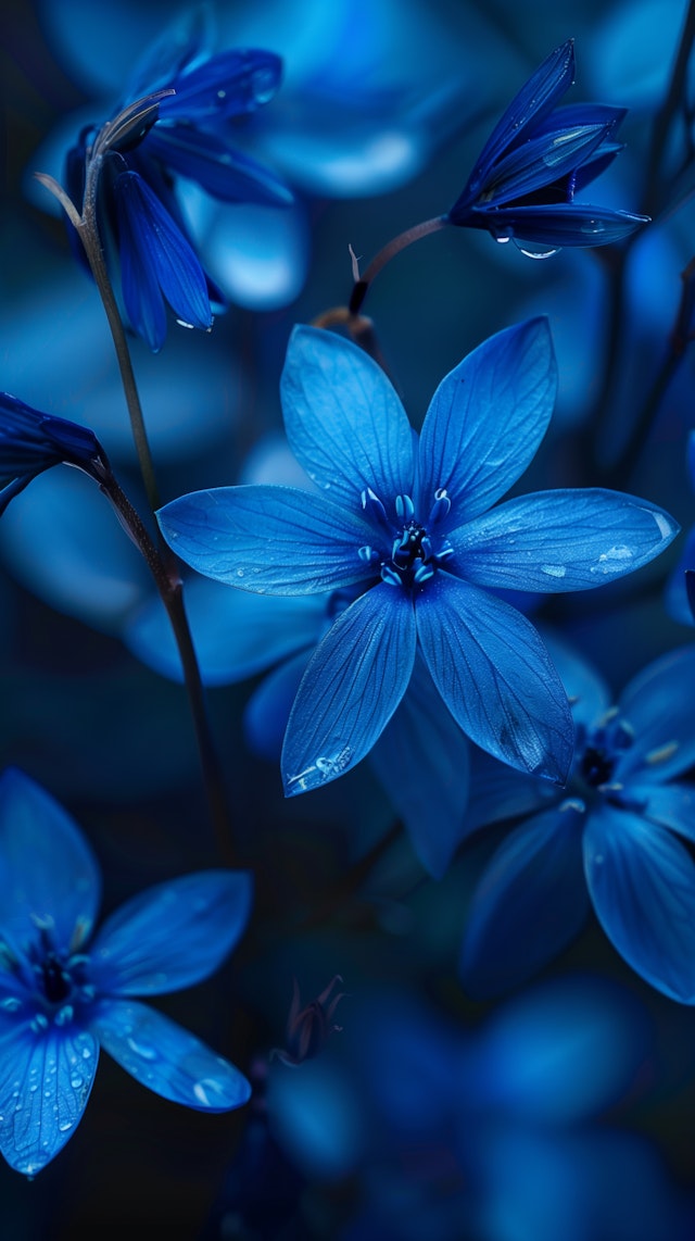 Vibrant Blue Flowers Close-Up