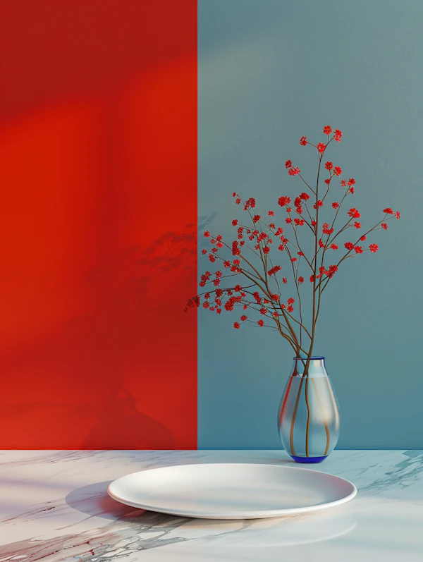 Vibrant Still Life with Red Flowers