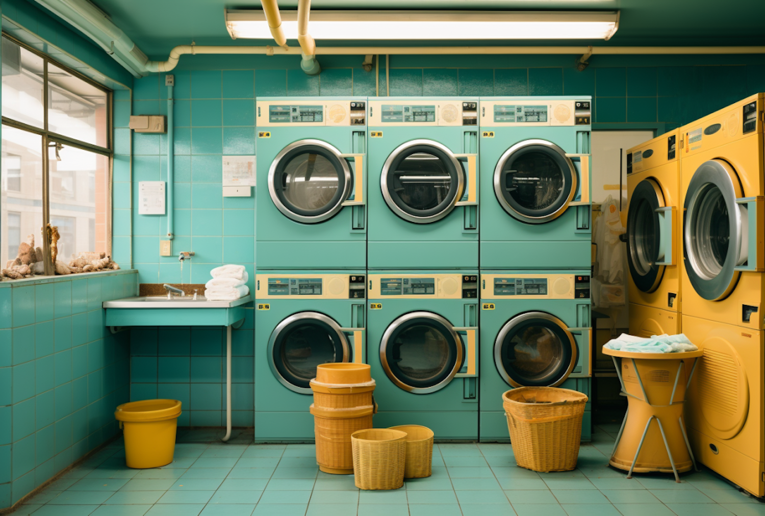 Vibrant Turquoise Laundromat Oasis