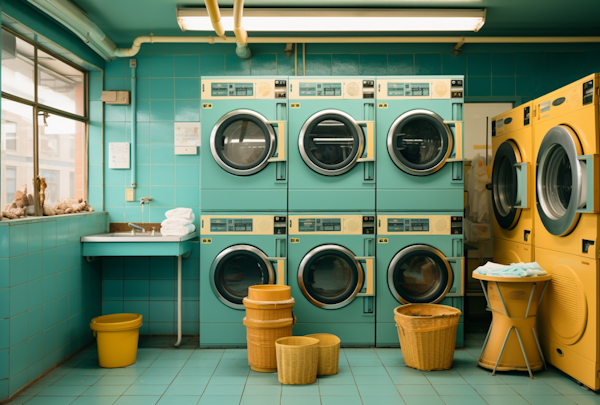 Vibrant Turquoise Laundromat Oasis