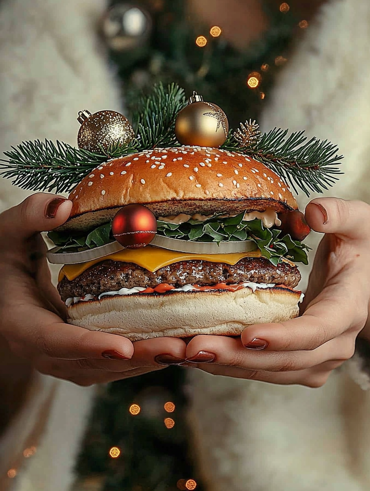 Festive Hamburger Close-Up