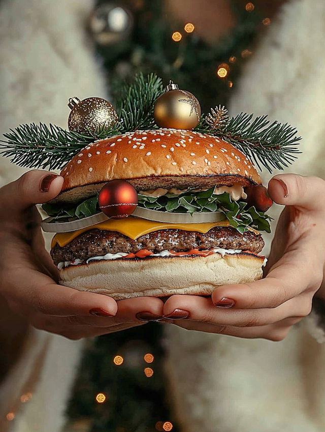 Festive Hamburger Close-Up