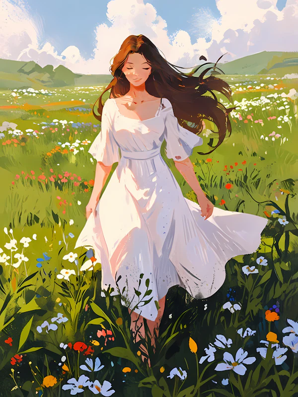 Woman in Vibrant Fields