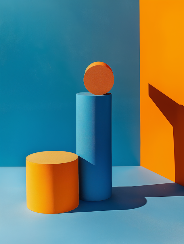 Geometric Balance in Blue and Orange