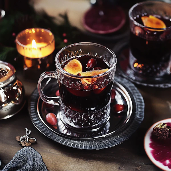 Cozy Holiday Setting with Mulled Wine