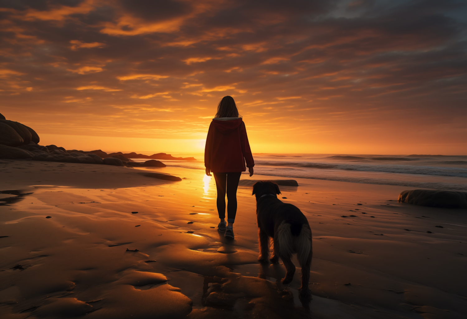 Sunset Stroll with a Friend