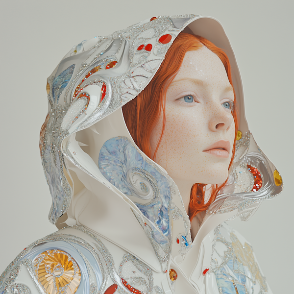 Striking Portrait with Ornate Hooded Garment