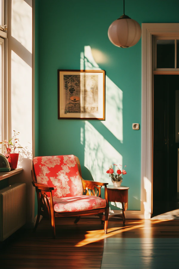 Cozy Interior Scene with Red Armchair