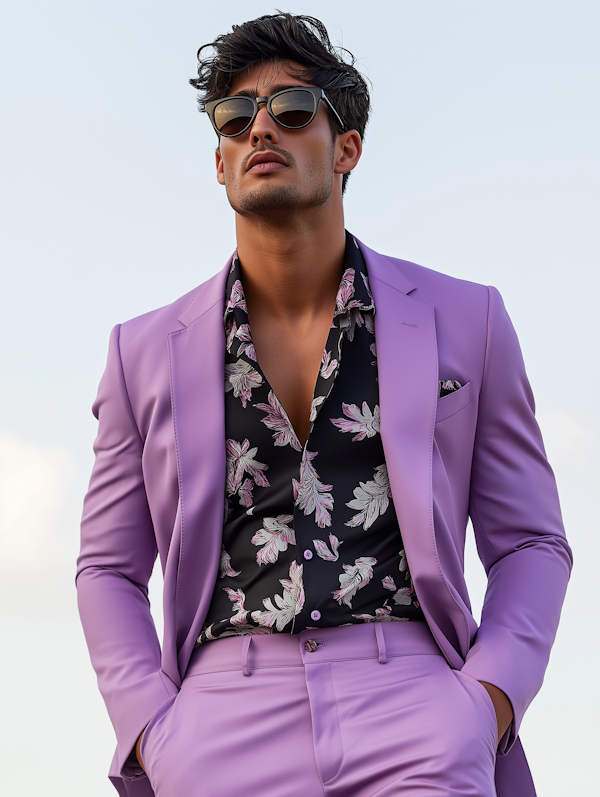 Stylish Man in Lavender Suit