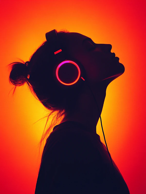 Silhouette with Headphones