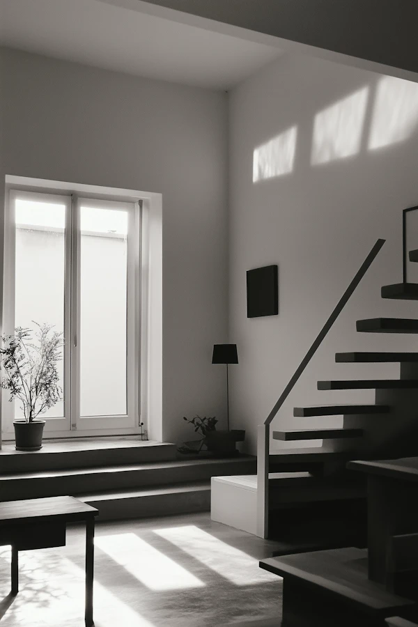 Minimalist Interior with Floating Staircase