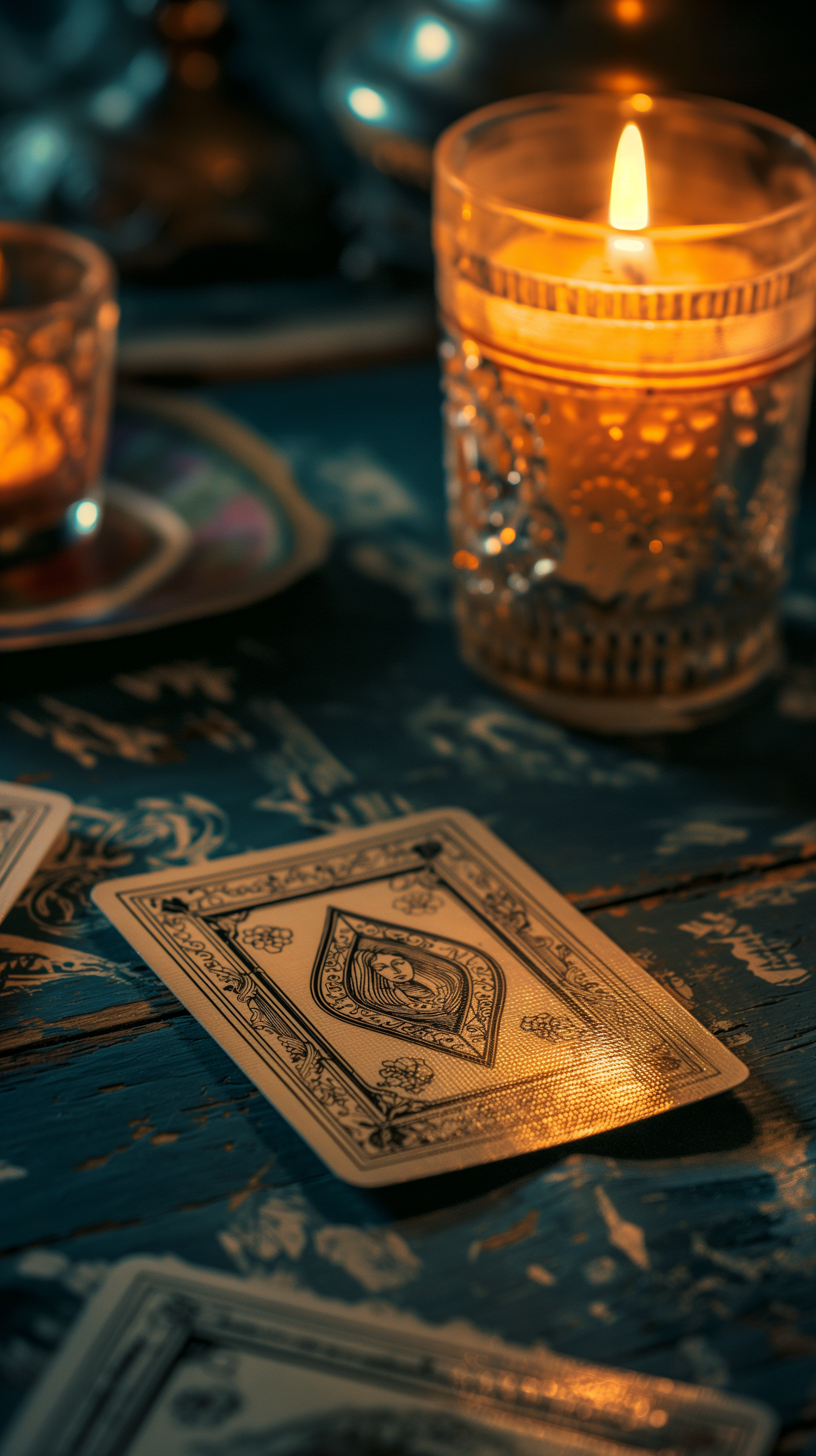 Mystical Card and Candle Scene