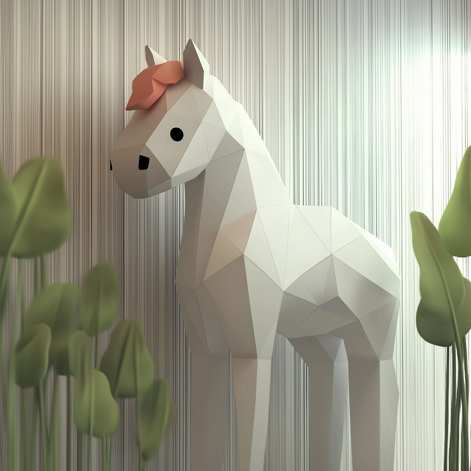 Geometric Unicorn with Flower