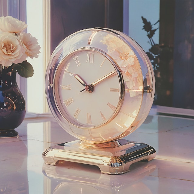 Elegant Clock with Flowers