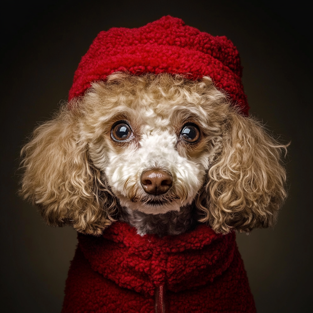 Cozy Poodle in Red Sweater