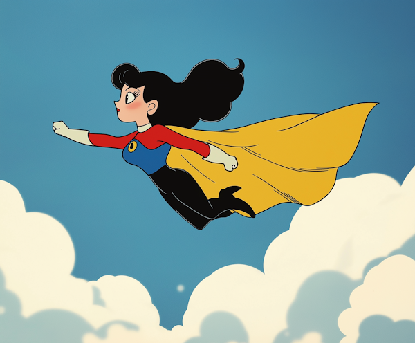 Animated Superheroine Flying