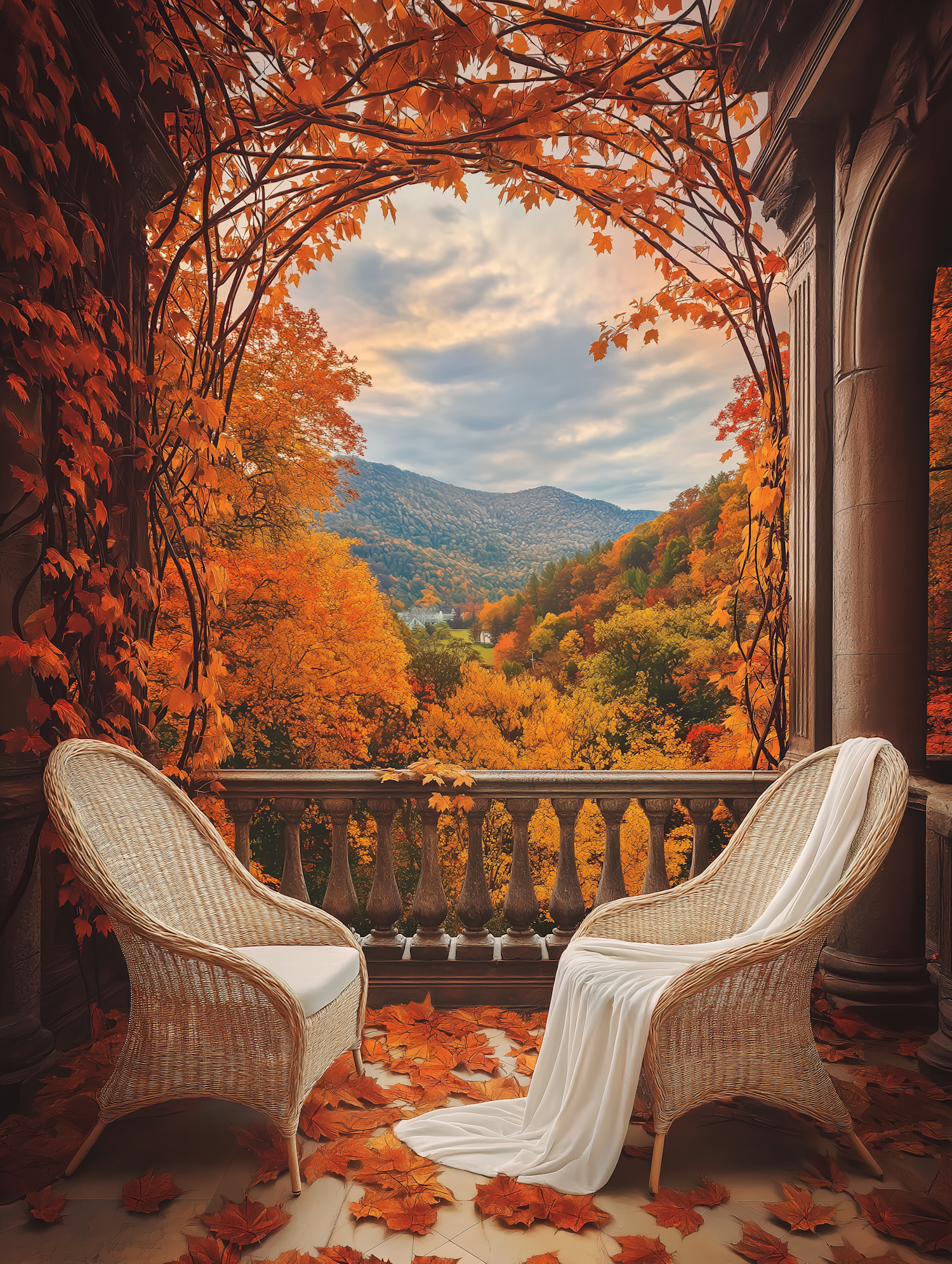 Serene Autumn Balcony