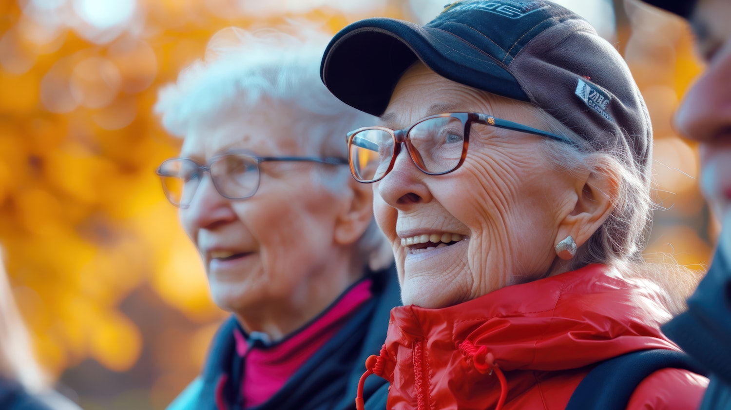 Elderly Women Enjoying Autumn Outdoors