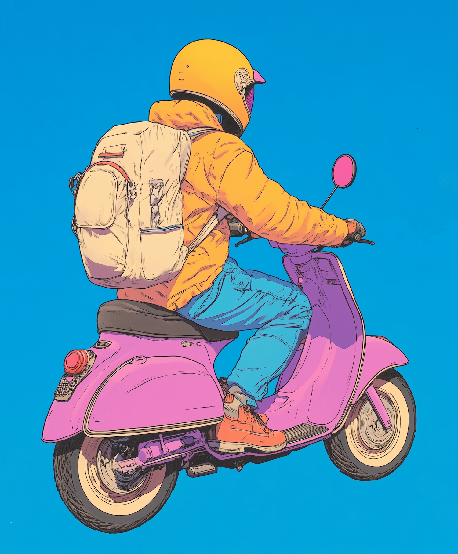 Person Riding Pink Scooter