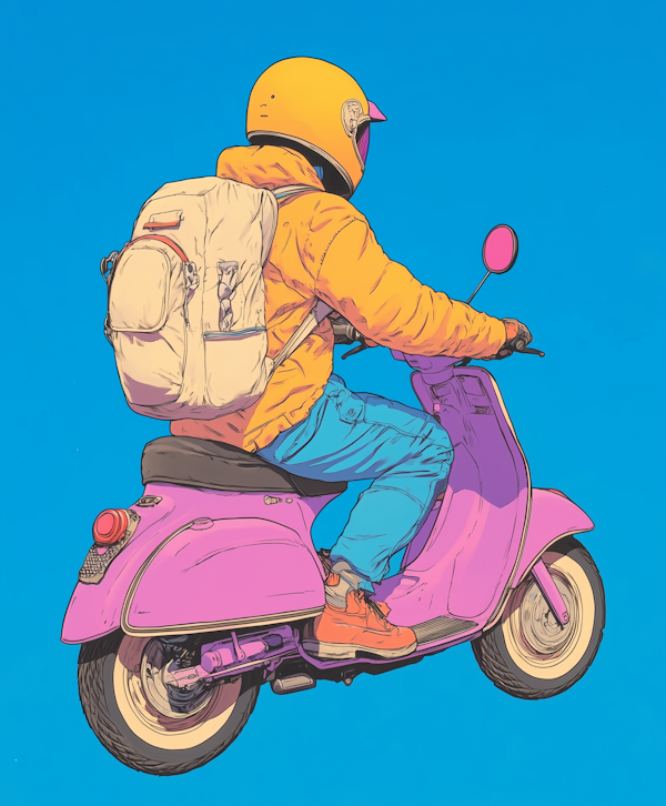 Person Riding Pink Scooter