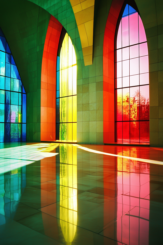 Vibrant Interior with Stained Glass