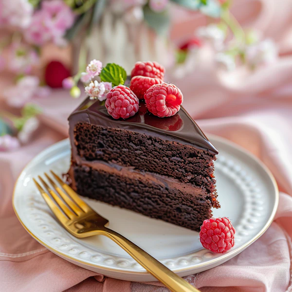 Chocolate Cake with Raspberries