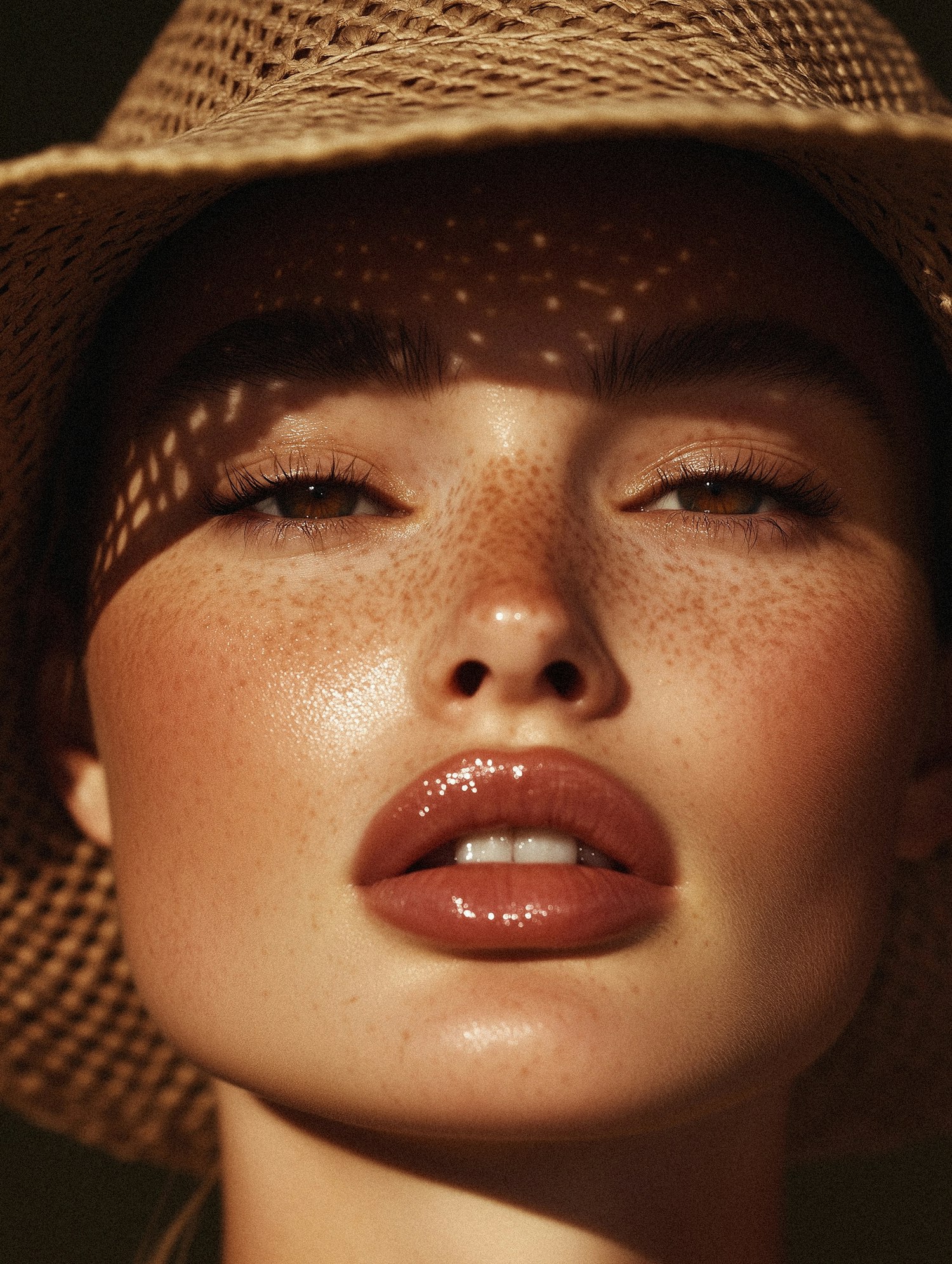 Close-up of Woman with Straw Hat