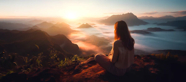 Sunrise Contemplation on a Mountain