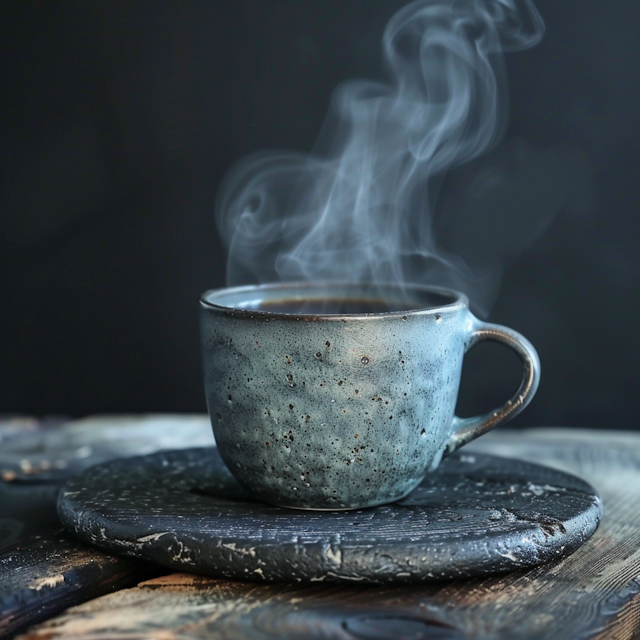 Warm Beverage on Rustic Ceramic Saucer